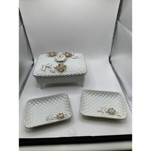 Vintage Tilso Trinket‎ Box With Matching Trinket Dishes